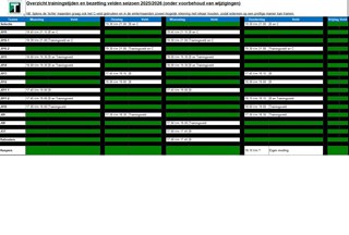 Trainingen en veldbezetting 2025-2026