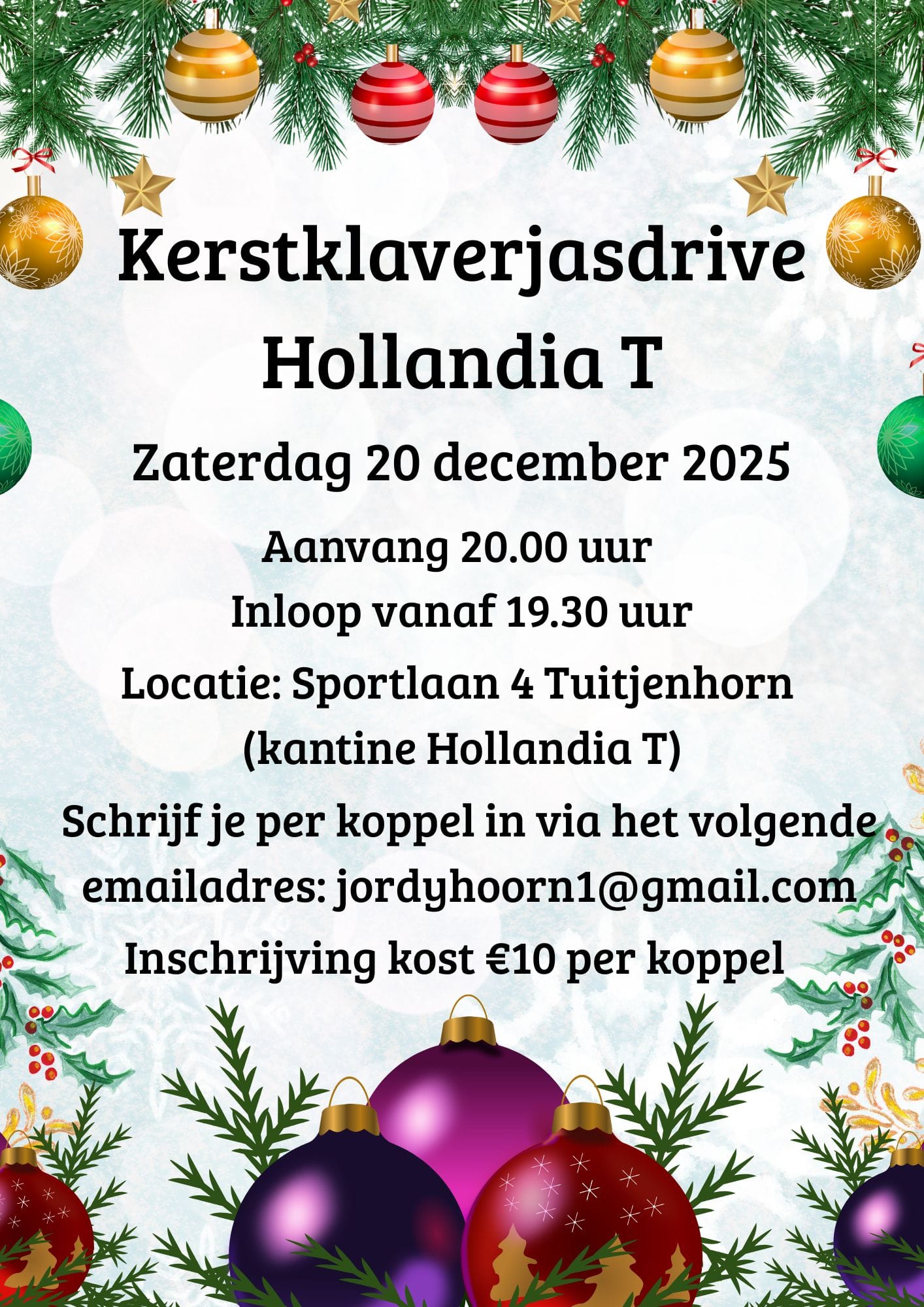 Klaverjasdrive zaterdag 20 december